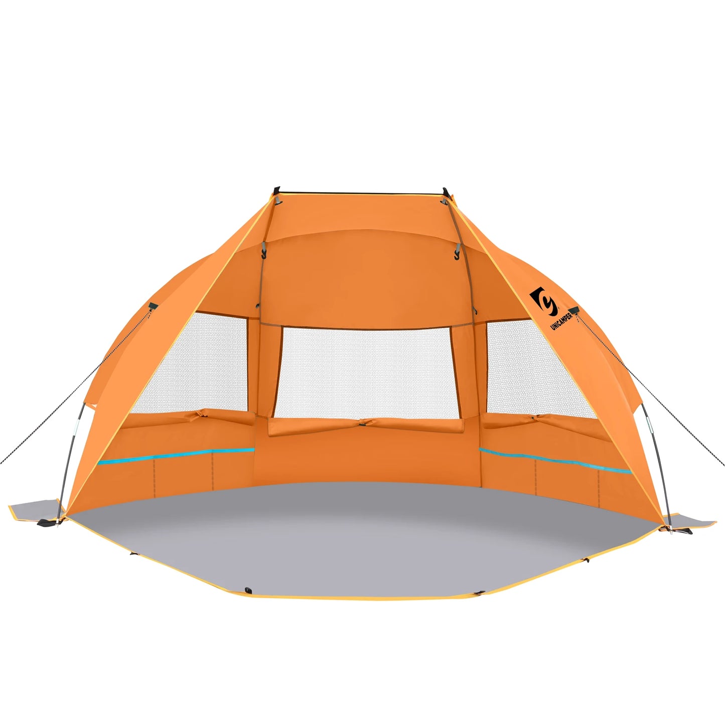 Beach Tent 3 Person UPF 50 Plus Waterproof PE Floor with 3 Mesh Roll Up Windows