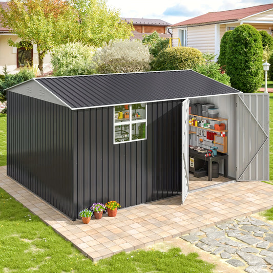 Polar Aurora 10x12 Metal Storage Shed Lockable Windows