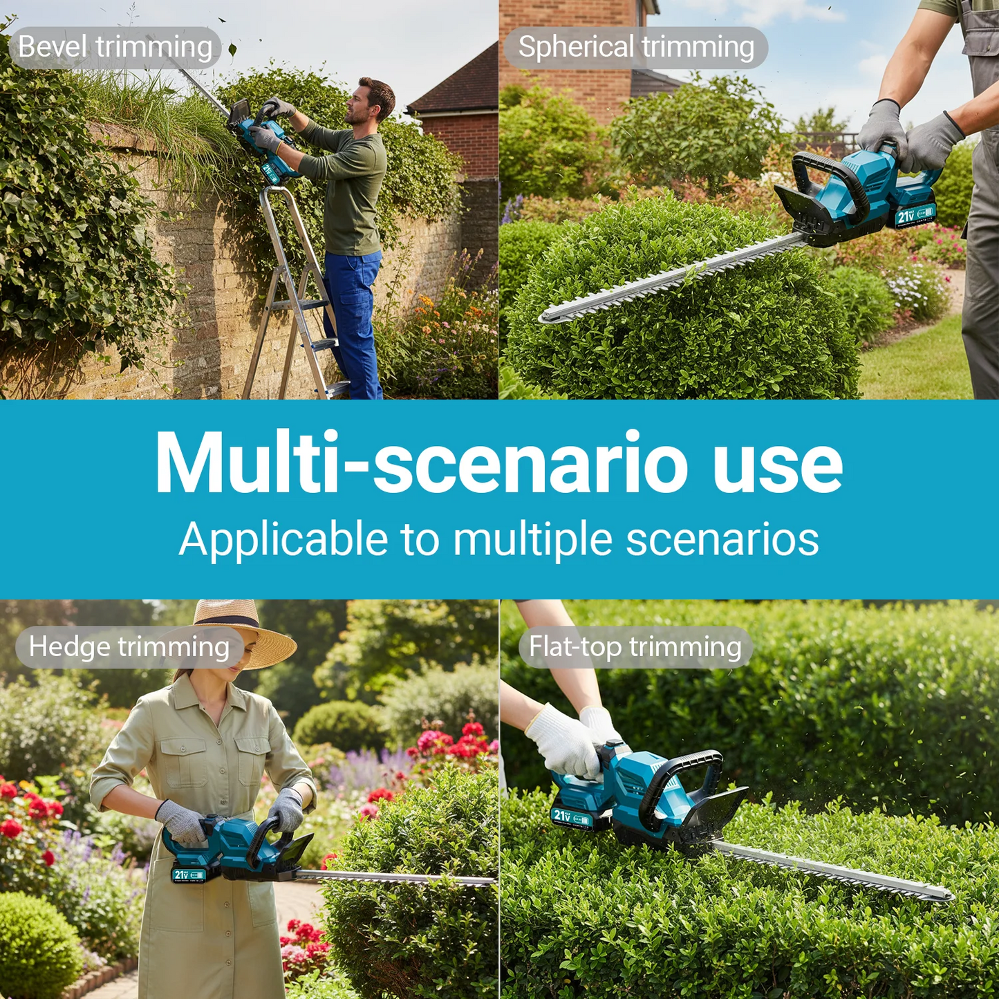 XYSD 20 Inch Cordless Hedge Trimmer With Battery 180 Degree Rotatable Head