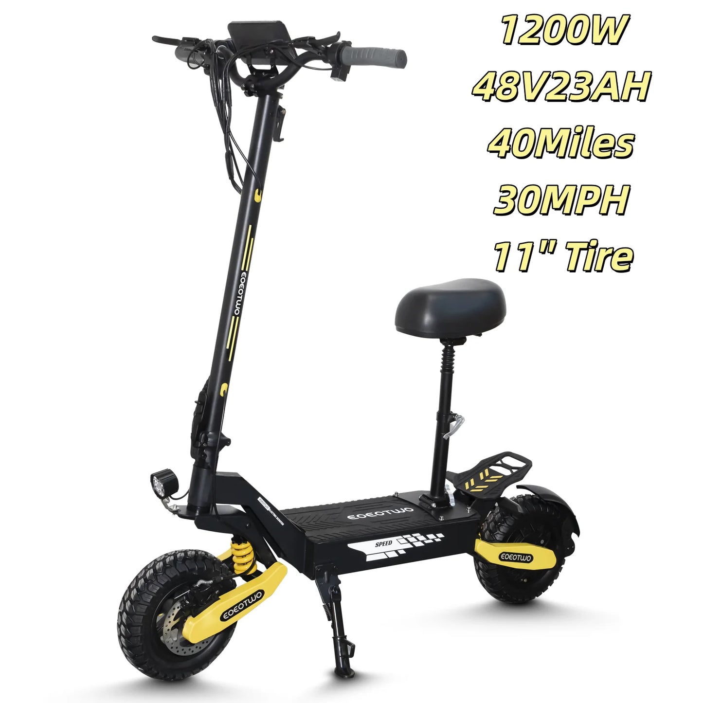 1200W Off Road Electric Scooter for Adults 48V 30MPH Foldable 11 Inch Tubeless
