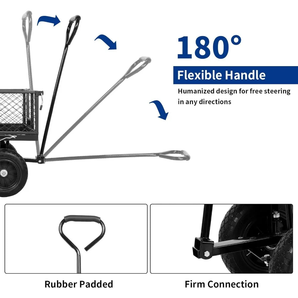 Bilt Hard 400 Lb 10 Inch Flat Free Tires Garden Cart With 180 Degree Handle
