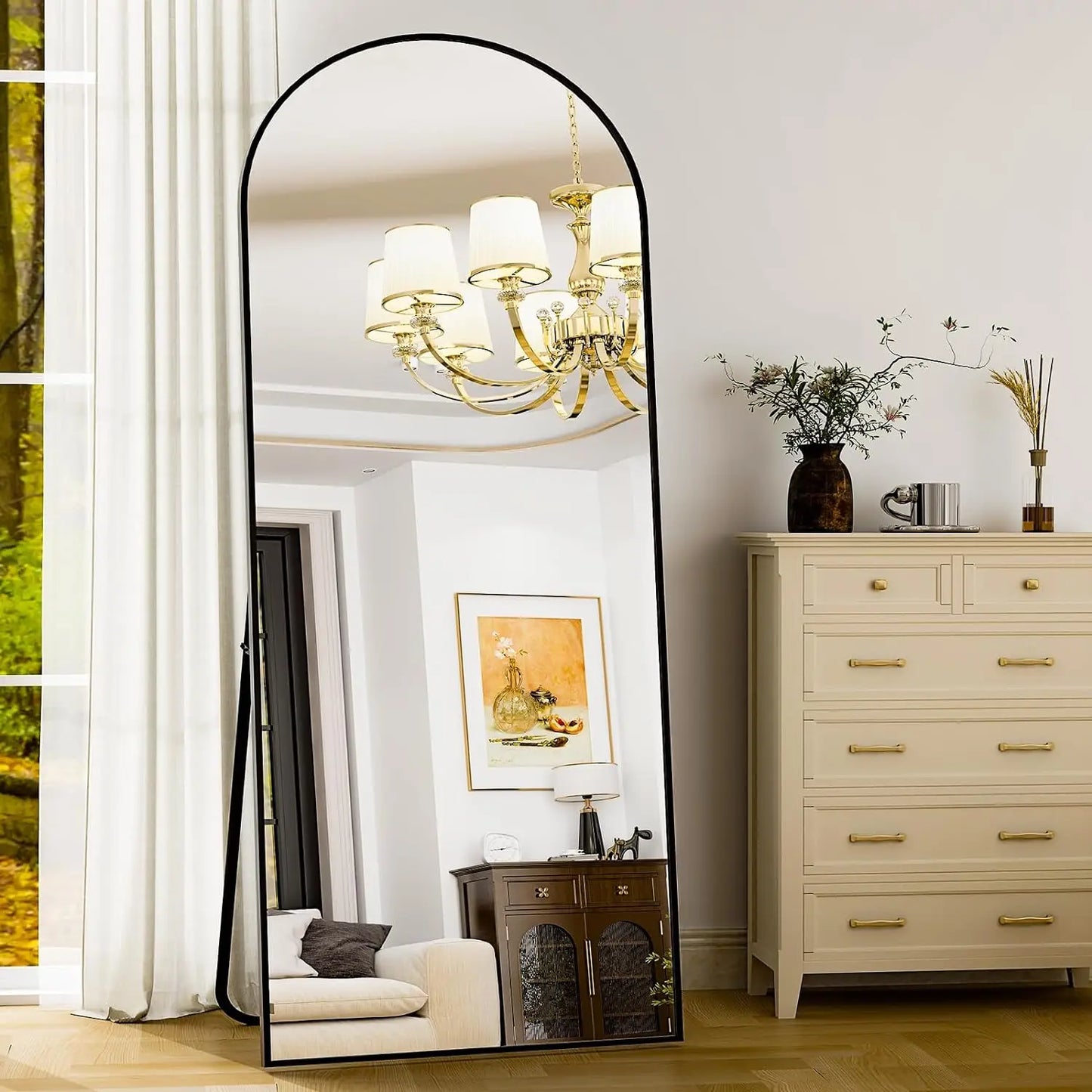 26x71 Inch Aluminum Frame Full Length Floor Mirror For Bedroom And Living Room