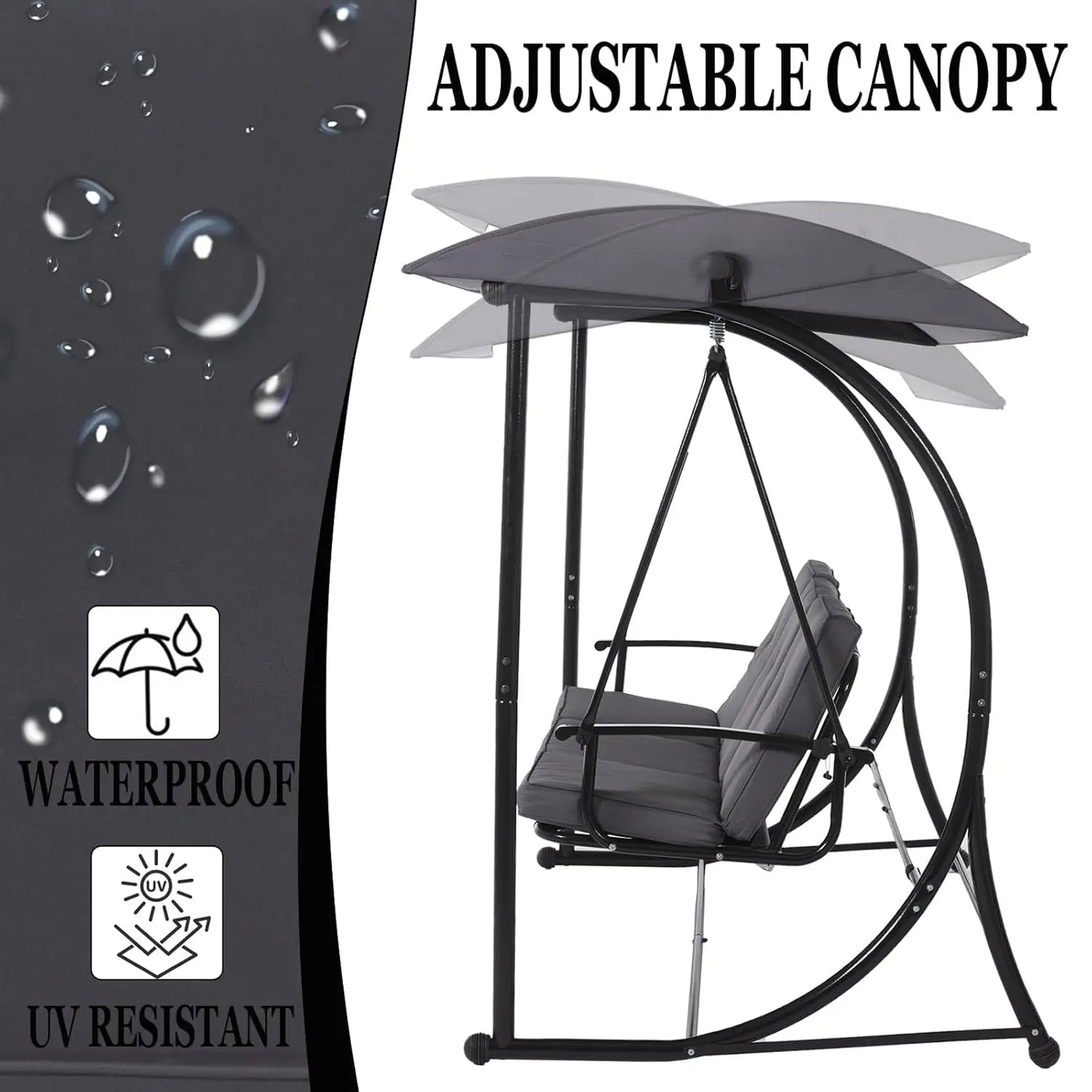 Outdoor Patio Swing With Canopy 2 In 1 Porch Swing Bed With Stand