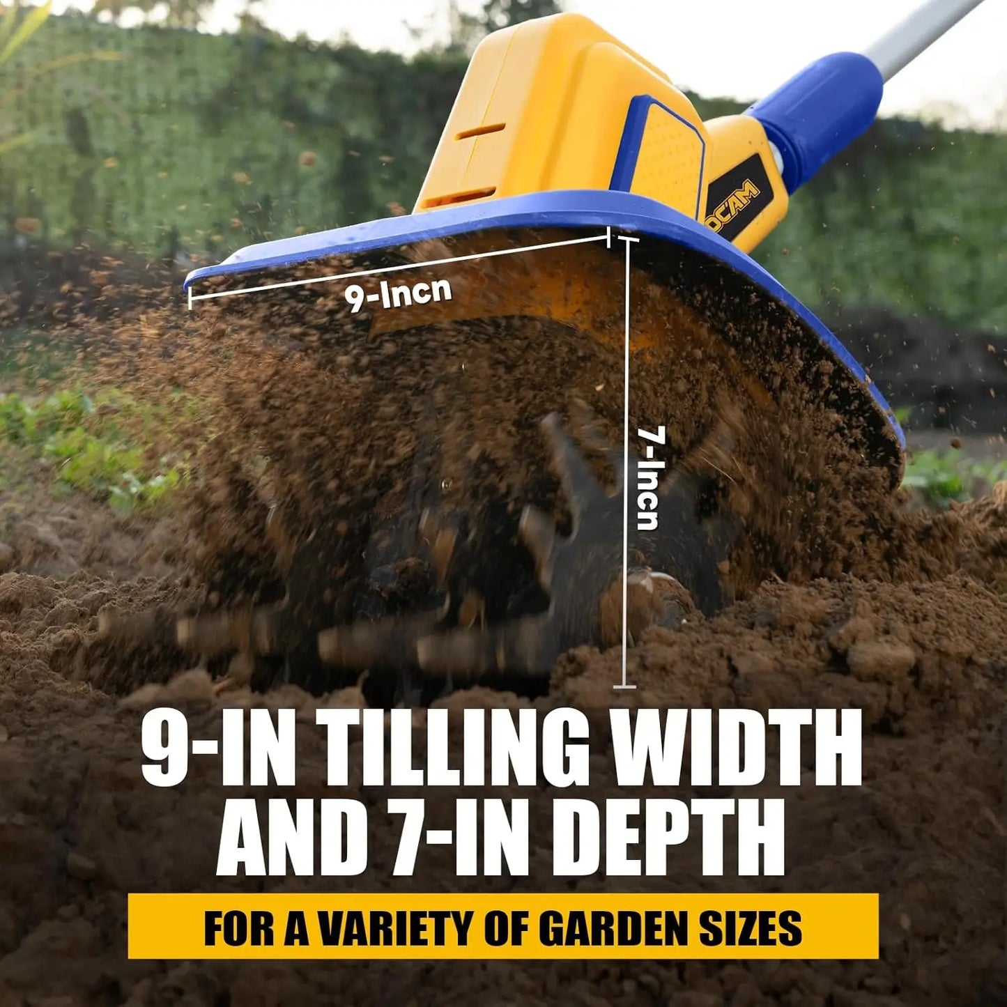 Cordless Garden Cultivator With 360 RPM 9 Inch Wide 7 Inch Deep Battery Powered