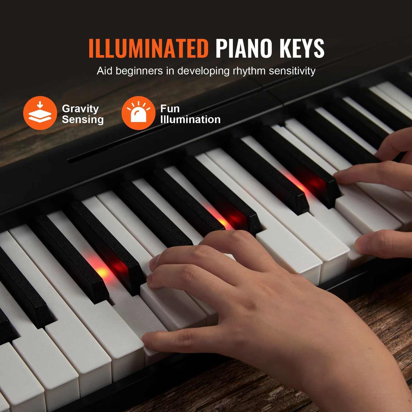 SucceBuy 61 Key Folding Keyboard Piano Bluetooth MIDI Rechargeable For Beginners