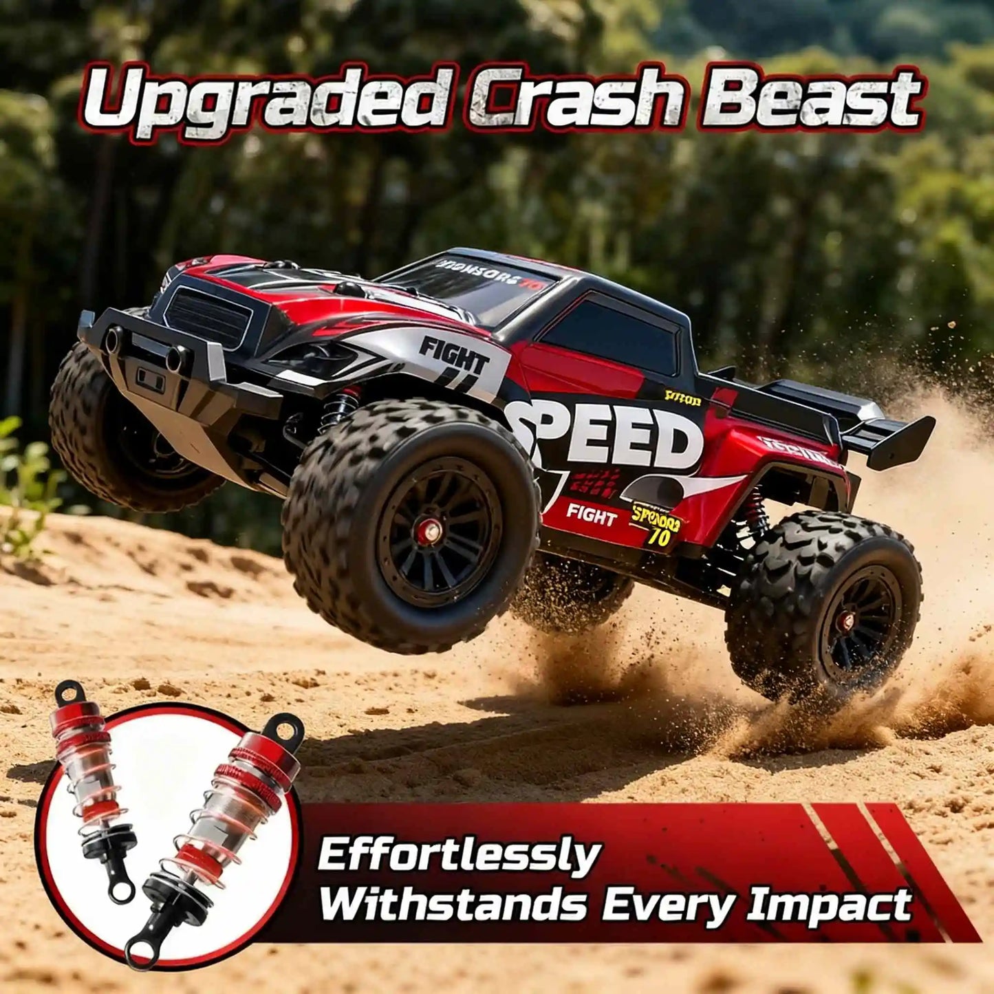 2.4GHz Four Wheel Drive RC Off Road Truck With LED Lights All Terrain Tires