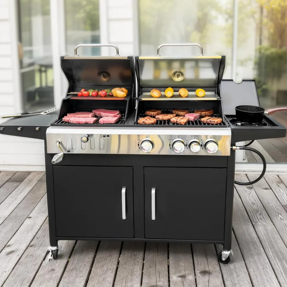 3 In 1 Gas And Charcoal Grill Combo With Side Burner Propane
