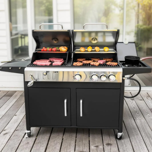 3 In 1 Gas And Charcoal Grill Combo With Side Burner Propane