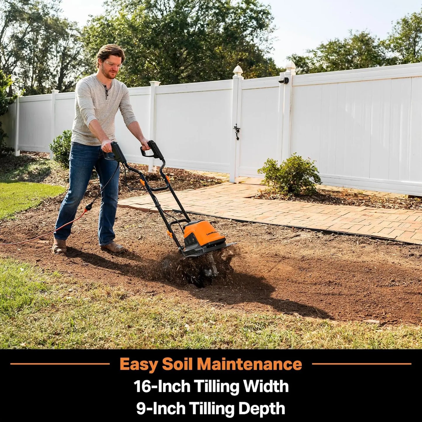 12 Amp Electric Tiller 16 Inch Width for Efficient Soil Cultivation