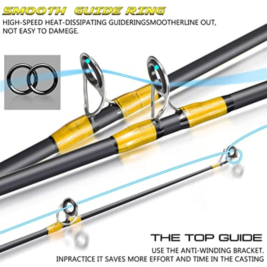 Durable Spinning Reel and Two Piece Rod Combo for Freshwater and Saltwater
