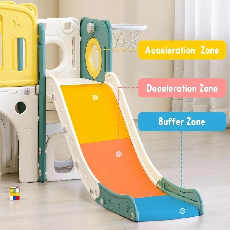 8 In 1 Toddler Slide Set With Climber And Basketball Hoop