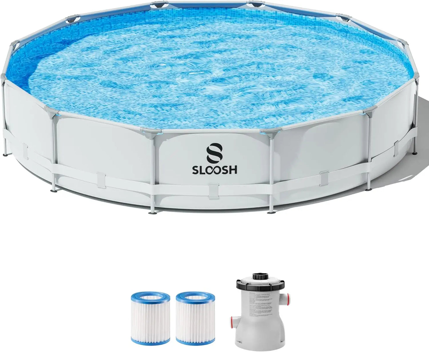 Joyfy Round Above Ground Pool 12ft 10ft 15ft Outdoor Set with Filter Pump