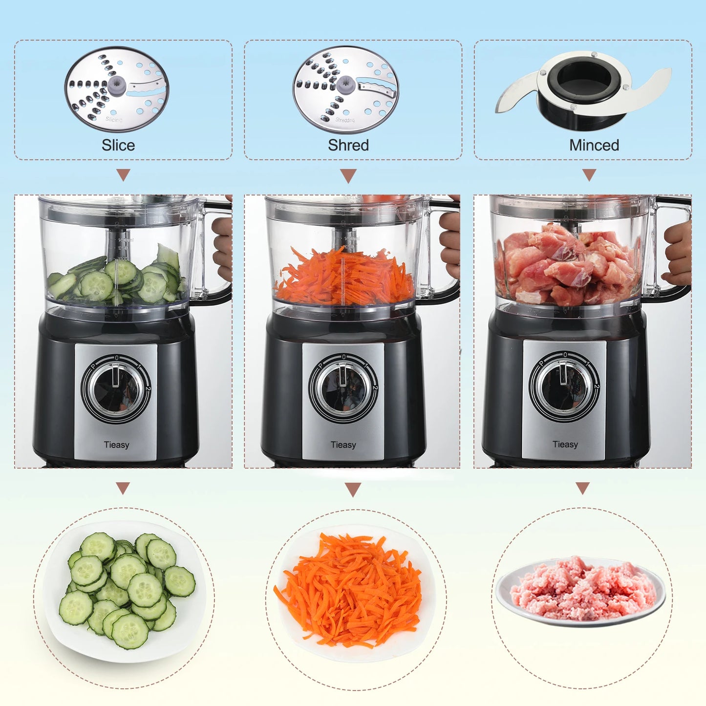 10-Cup (2.36L) 5-in-1 Electric Food Processor Powerful 600W Motor BPA-Free Easy Clean – Ideal for Smoothies, Dough, Baby Food