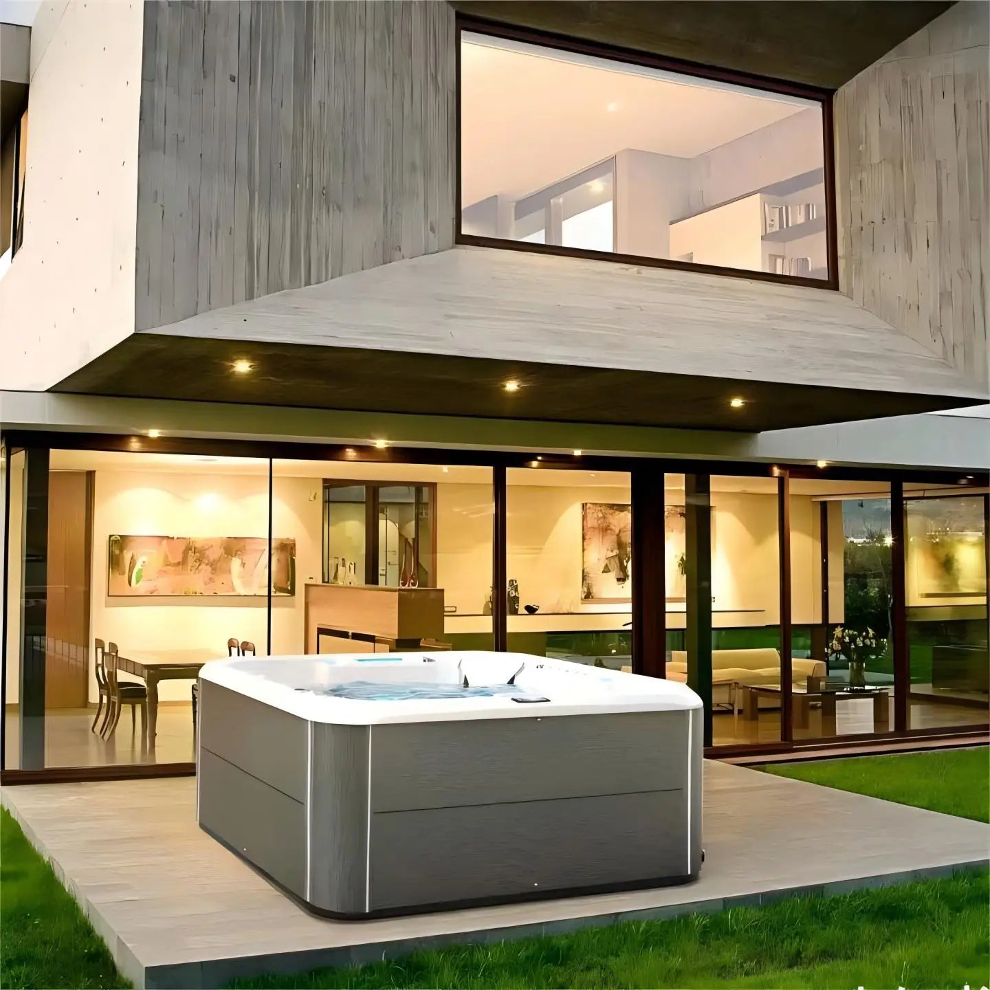Outdoor Jacuzzi Spa Hot Tub Large Acrylic Massage Bathtub Thermostatic Villa