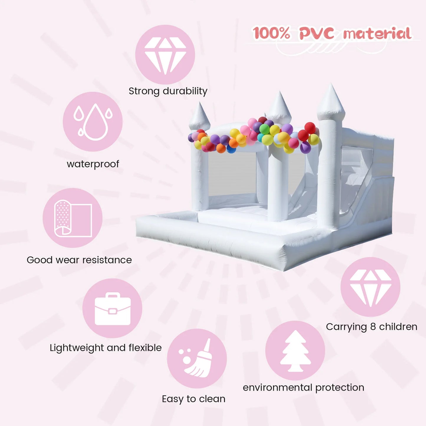 13ft Commercial PVC White Bounce House Inflatable Wedding Castle For Kids And Adults