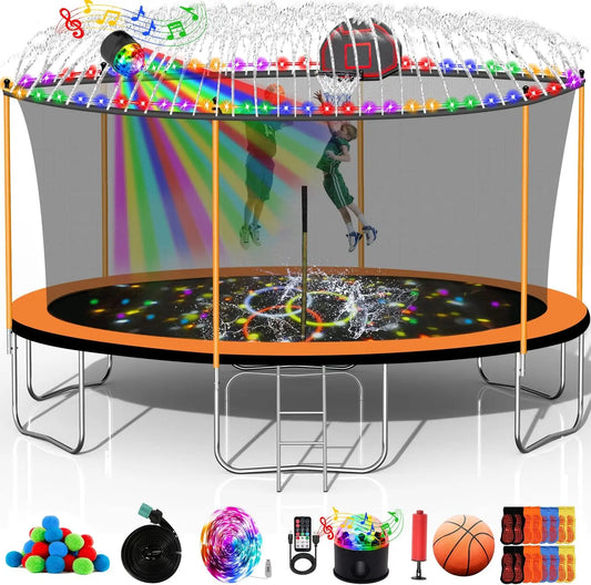 10Ft Heavy Duty Trampoline With Enclosure Net And Basketball