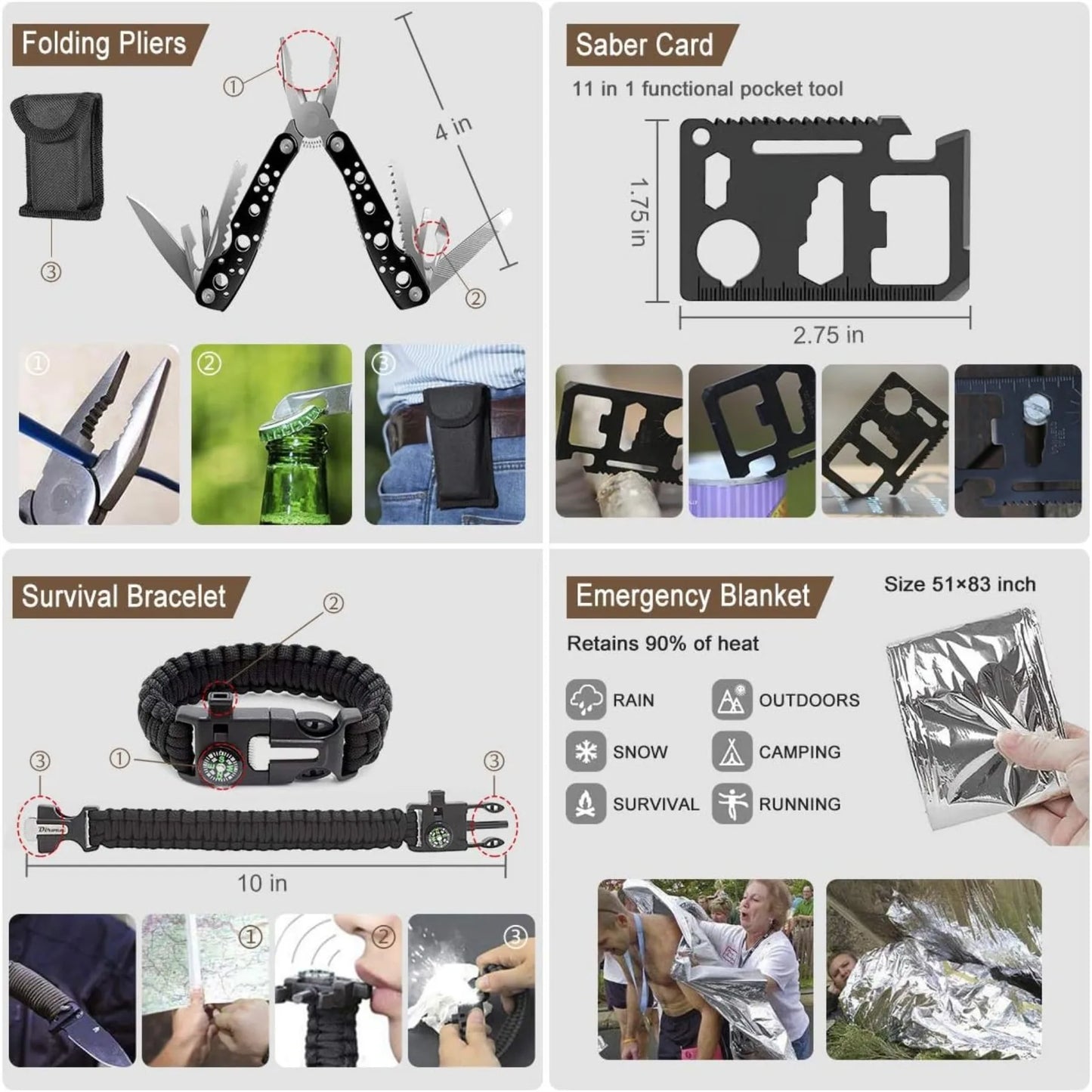 238 Piece Emergency Survival Kit With Tactical Molle Pouch And Earthquake Tent