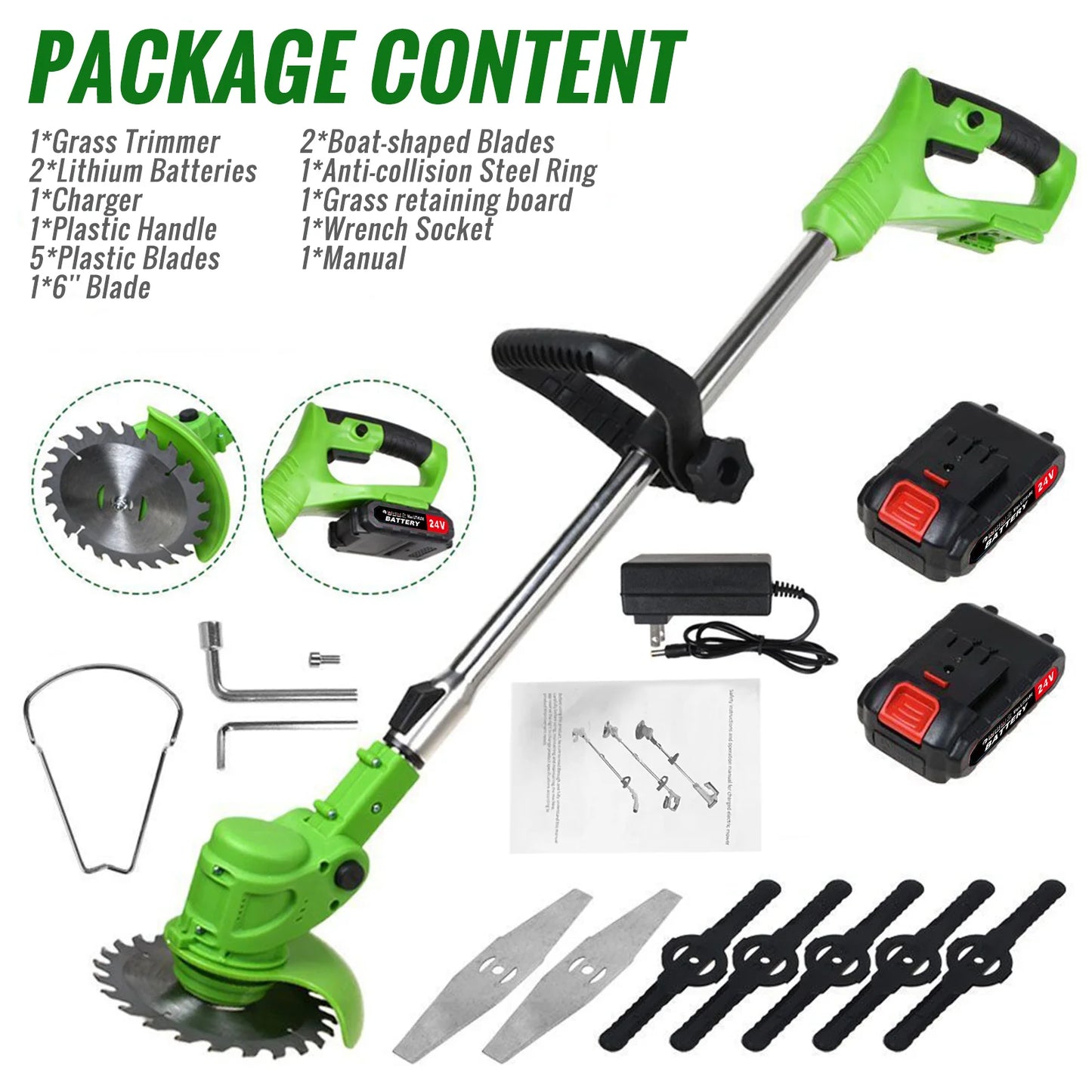 Cordless Electric Weed Trimmer 2 In 1 Lawn Grass Trimmer