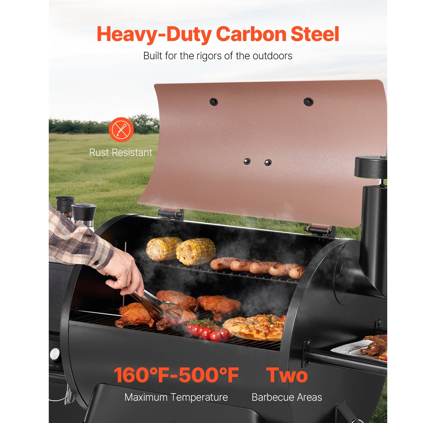 SucceBuy Wood Pellet Grill Smoker With WiFi App Control For Outdoor Cooking