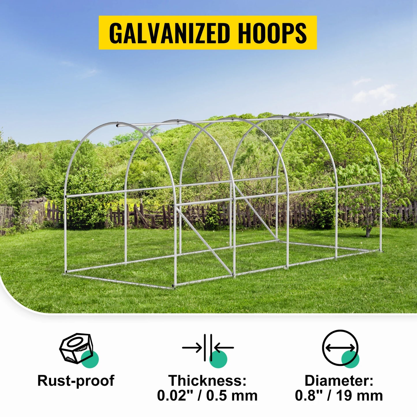 SucceBuy Walk In Greenhouse With Galvanized Frame And Waterproof Cover 15x7x7 Ft