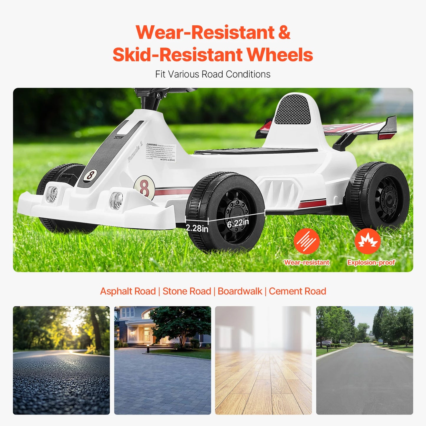 SucceBuy 6V 4.5Ah Electric Pedal Go Kart With LED Headlight And Horn For Kids