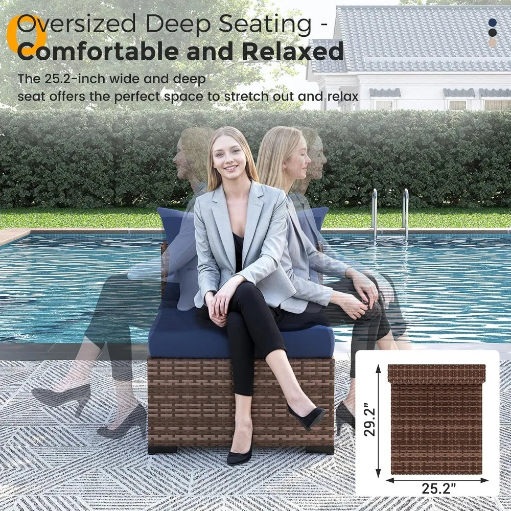 8-Piece Outdoor Wicker Patio Set with 44" Fire Pit Table