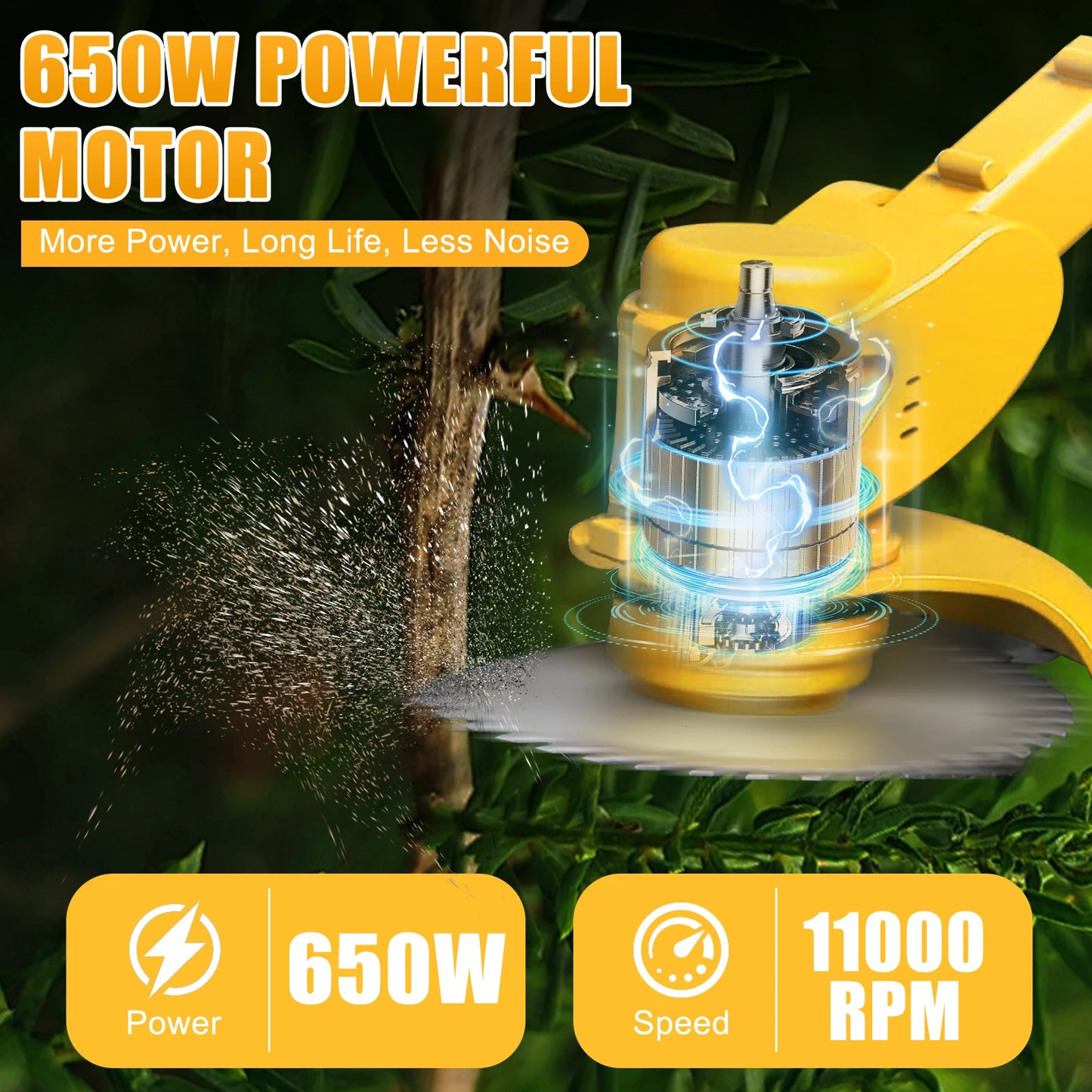 Cordless Grass Trimmer Lawn Electric 21V With 2x24V BatteryFast Charger 2-in-1 650W Brush Cutter 18000 RPM for Yard Garden