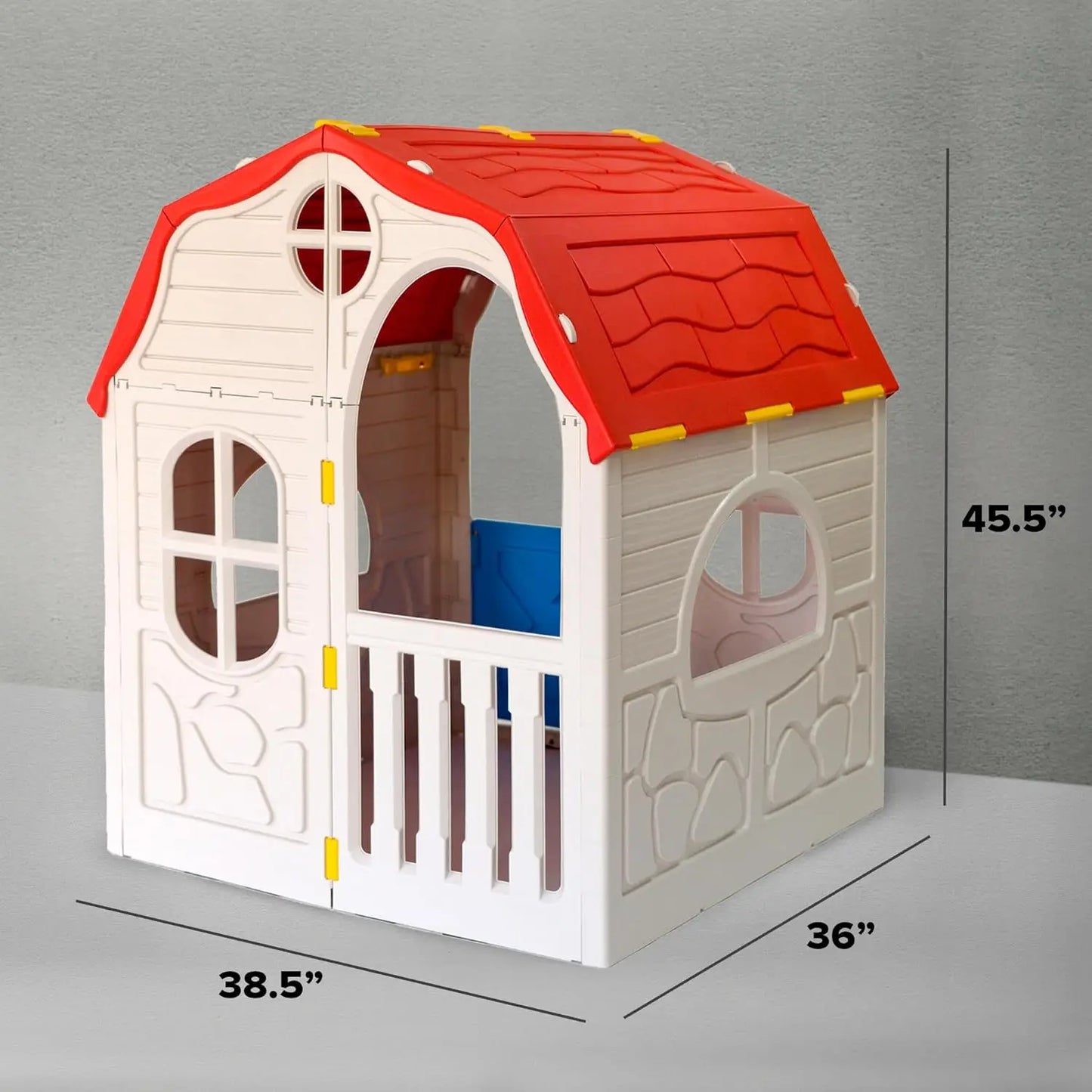 Classic Real Feel Cottage Compact Foldable Plastic Toddler Roomy Outdoor Playhouse for Children Ages 2 Years Old and Up, White