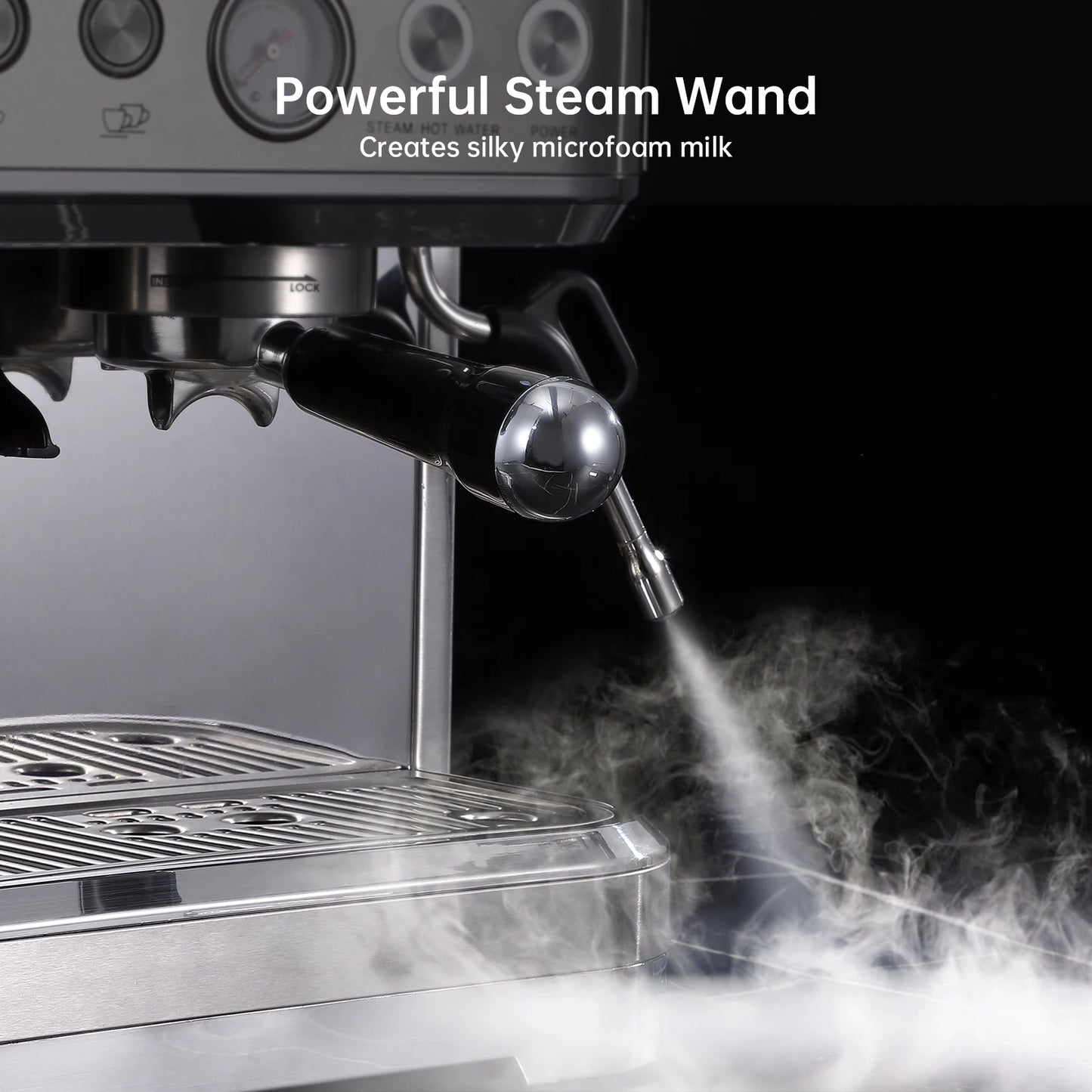 Espresso Machine With Grinder Stainless Steel 15 Bar Coffee Maker With Milk Frother