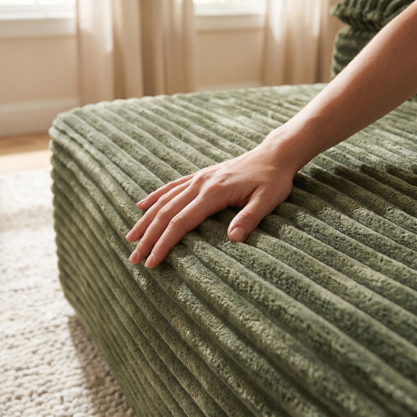67 Inch Oversized Sofa Bed Corduroy Lounge Chair With Armrests And Pillows