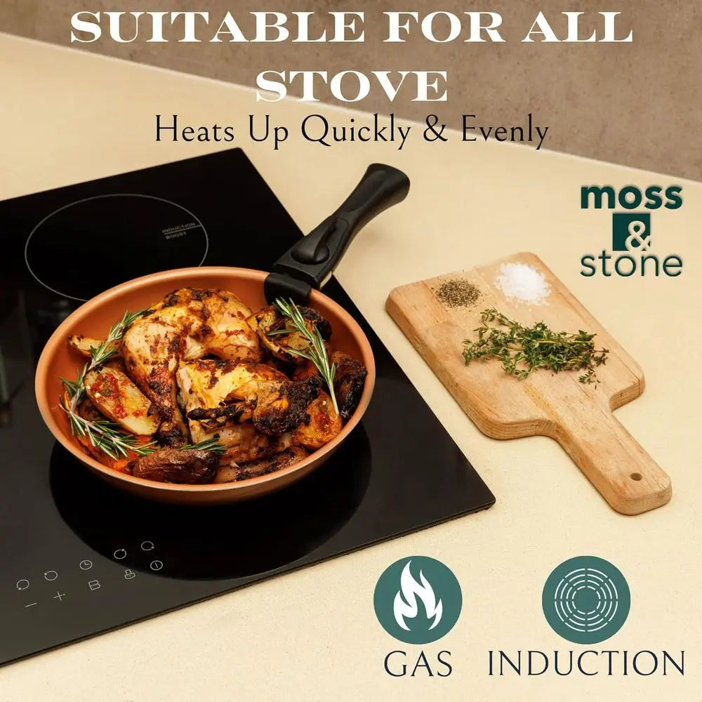 Nonstick Removable Handle Cookware, Stackable Pots And Pans Set, Dishwasher Safe, Induction Compatible, Camping Cookware Set (7