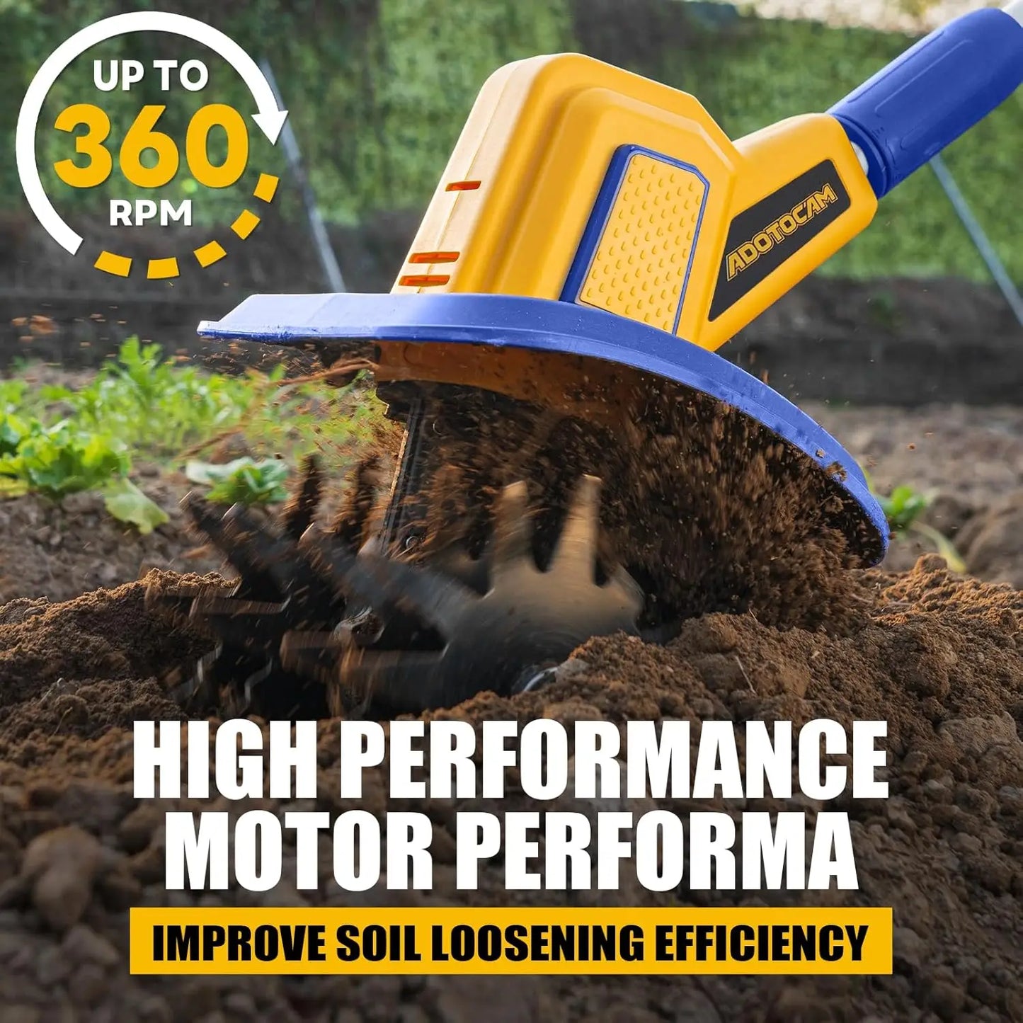 Cordless Garden Cultivator With 360 RPM 9 Inch Wide 7 Inch Deep Battery Powered