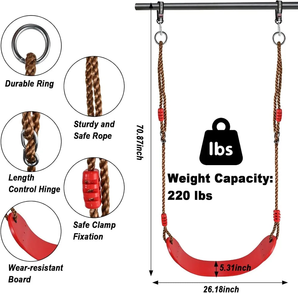 Outdoor Swing Set With Trapeze Bar Disc And Ring Hangers Monkey Bars
