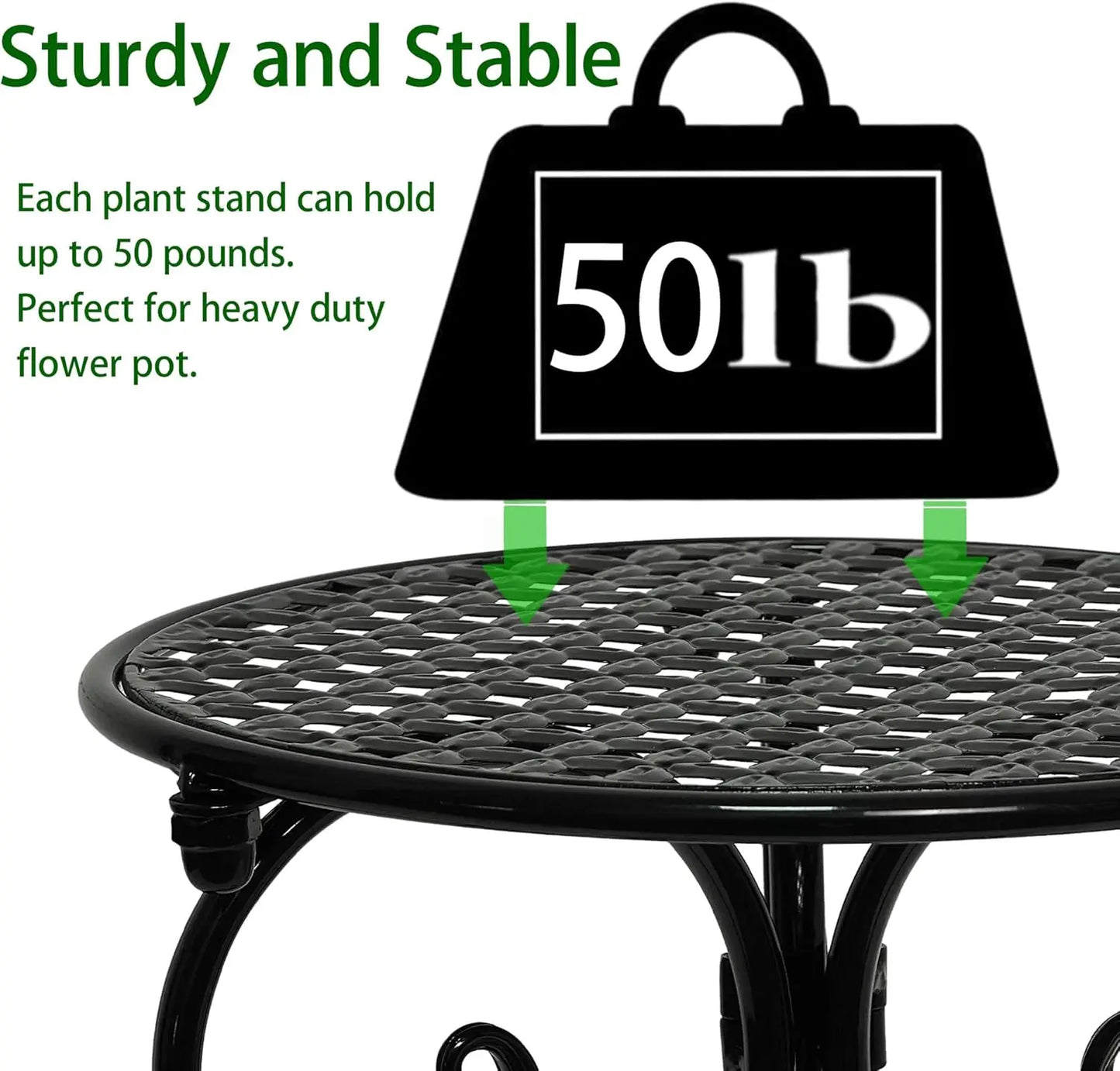 4 Pack Heavy Duty Metal Plant Stands Indoor Outdoor Rustproof With Pads