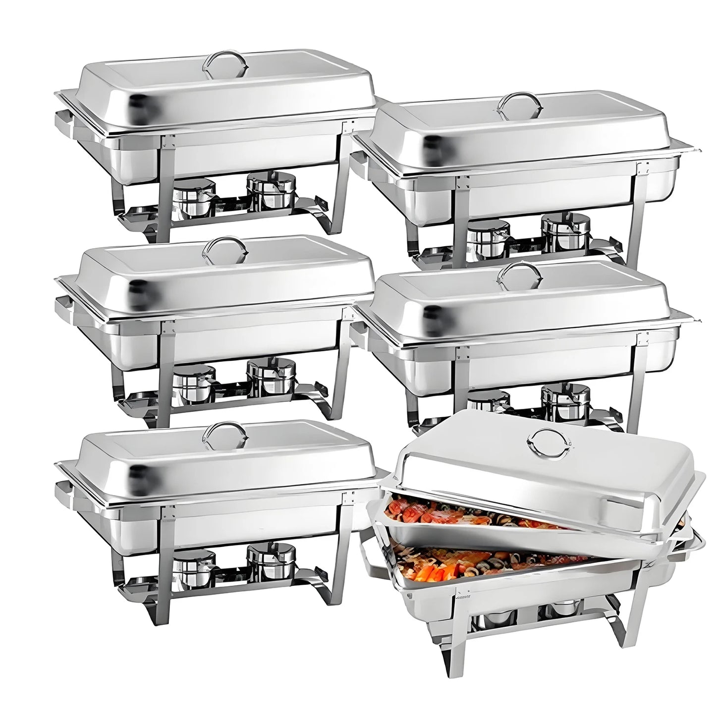 8 Qt Chafing Dish Buffet Set Stainless Steel With Lids Holders 2 4 6 Pack