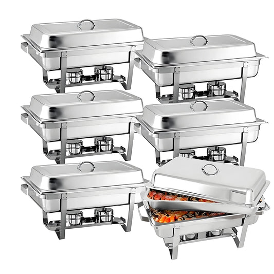8 Qt Chafing Dish Buffet Set Stainless Steel With Lids Holders 2 4 6 Pack