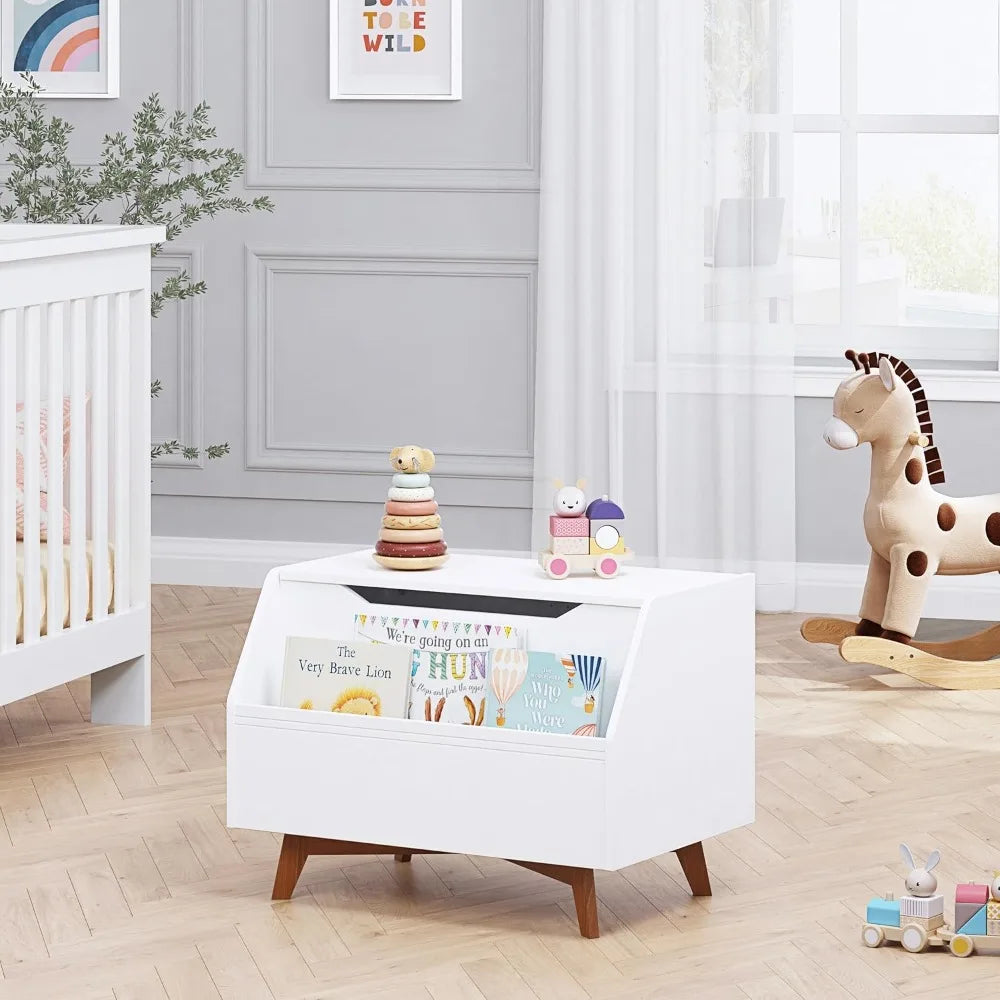 Wooden Kids Toy Box With Book Storage Bench Montessori