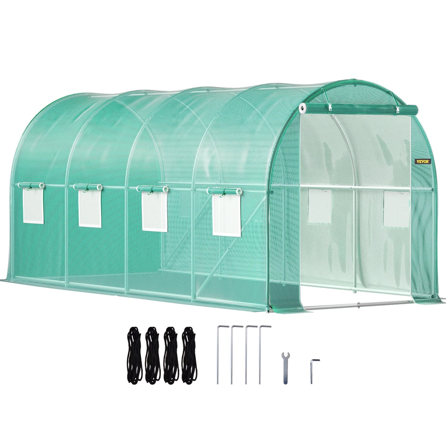 SucceBuy Walk In Greenhouse With Galvanized Frame And Waterproof Cover 15x7x7 Ft