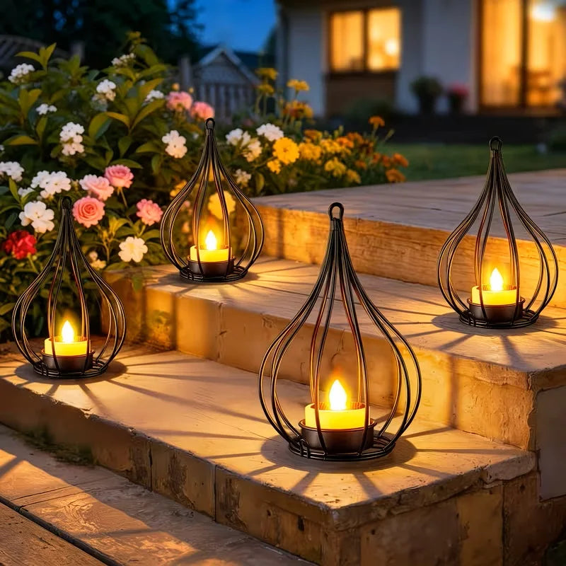 2 Pack Solar Lanterns Outdoor Waterproof,Hanging Solar Lights Outdoor with Flickering Flameless Candle,Gifts for Women Mom Grandma,Outdoor Solar Lanterns for Garden Patio Backyard Pathway Decor