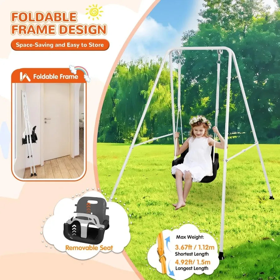 4in1 Toddler Swing Set and Baby Jumper and Bouncers Heavy Duty Baby Swing Set with Foldable Metal Stand for Indoor and Outdoor