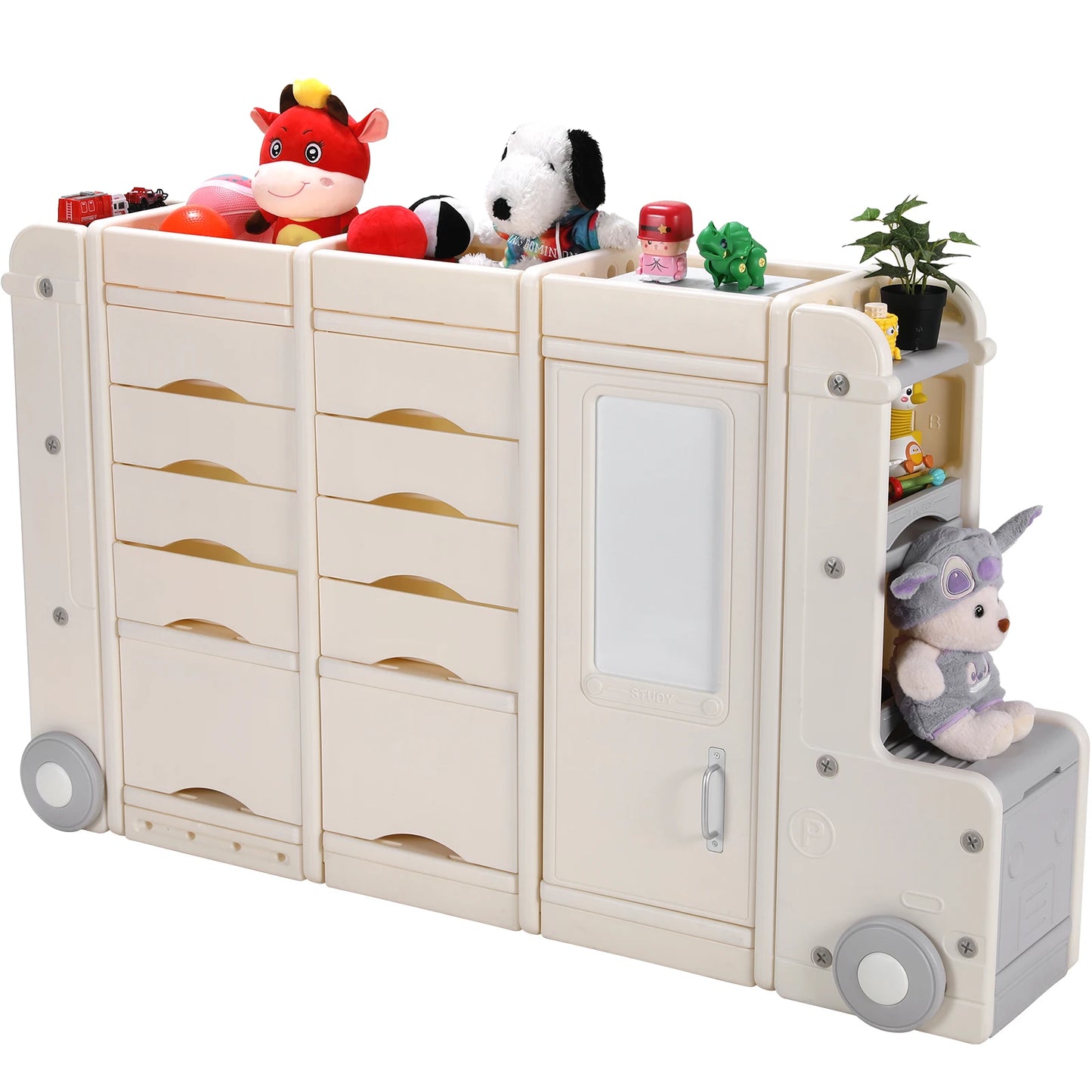AOOU Kids Truck Shaped Toy Organizer Storage Cabinet