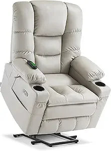 Triple Motor Power Lift Recliner Chair with Massage and Dual Heating, Adjustable Headrest for Big and Tall Elderly People, Faux