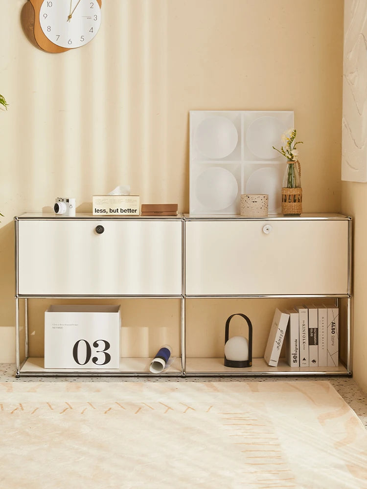 Modern Stainless Steel TV Stand With Storage Cabinets For Living Room Corner