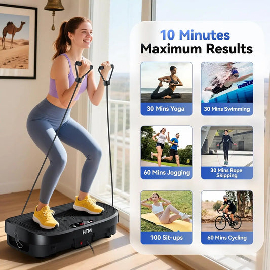 120 Speed Vibration Plate Whole Body Workout Quiet Operation Compact Home Gym