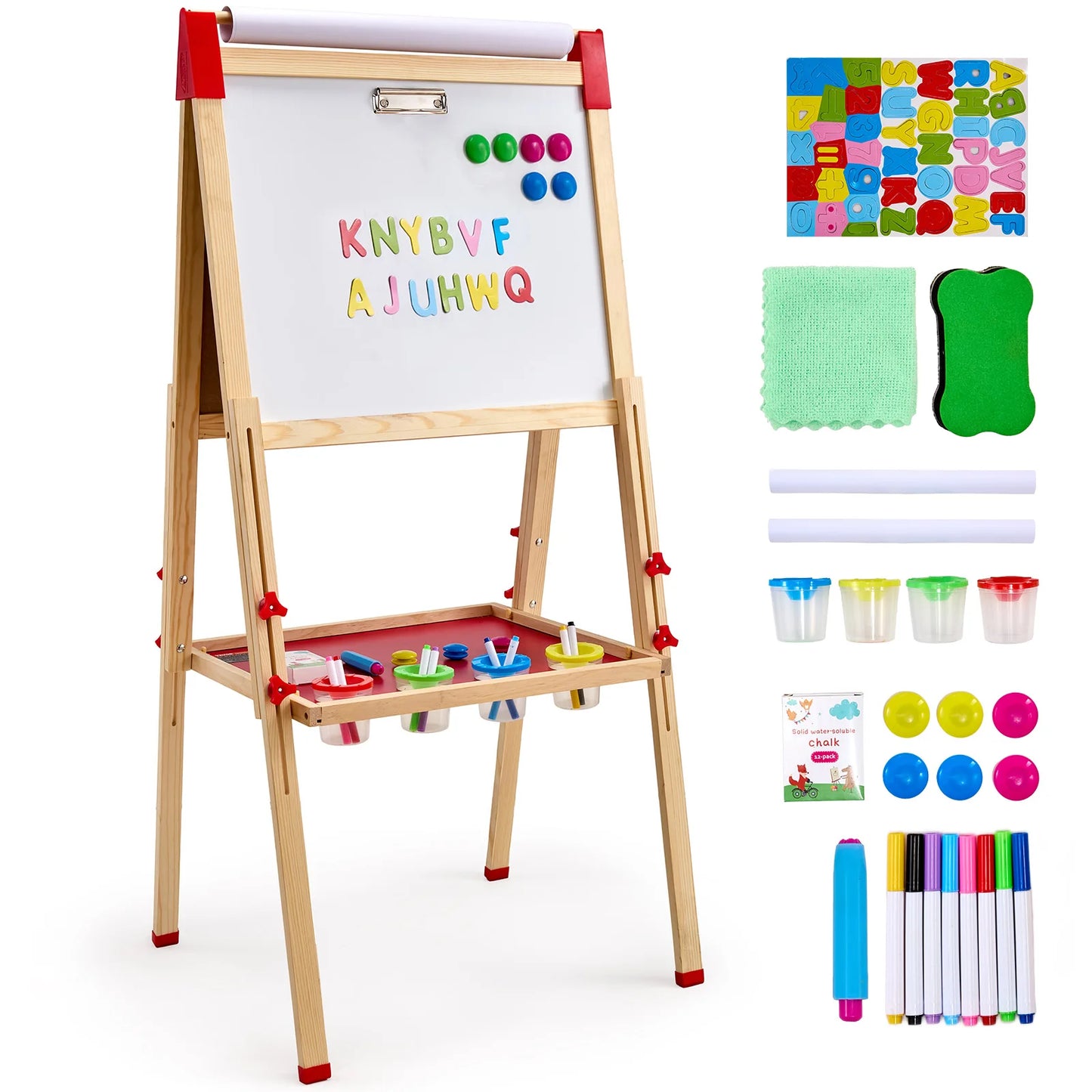 SucceBuy Magnetic Drawing Board For Kids Wooden DoubleSided Art Easel
