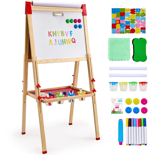 SucceBuy Magnetic Drawing Board For Kids Wooden DoubleSided Art Easel