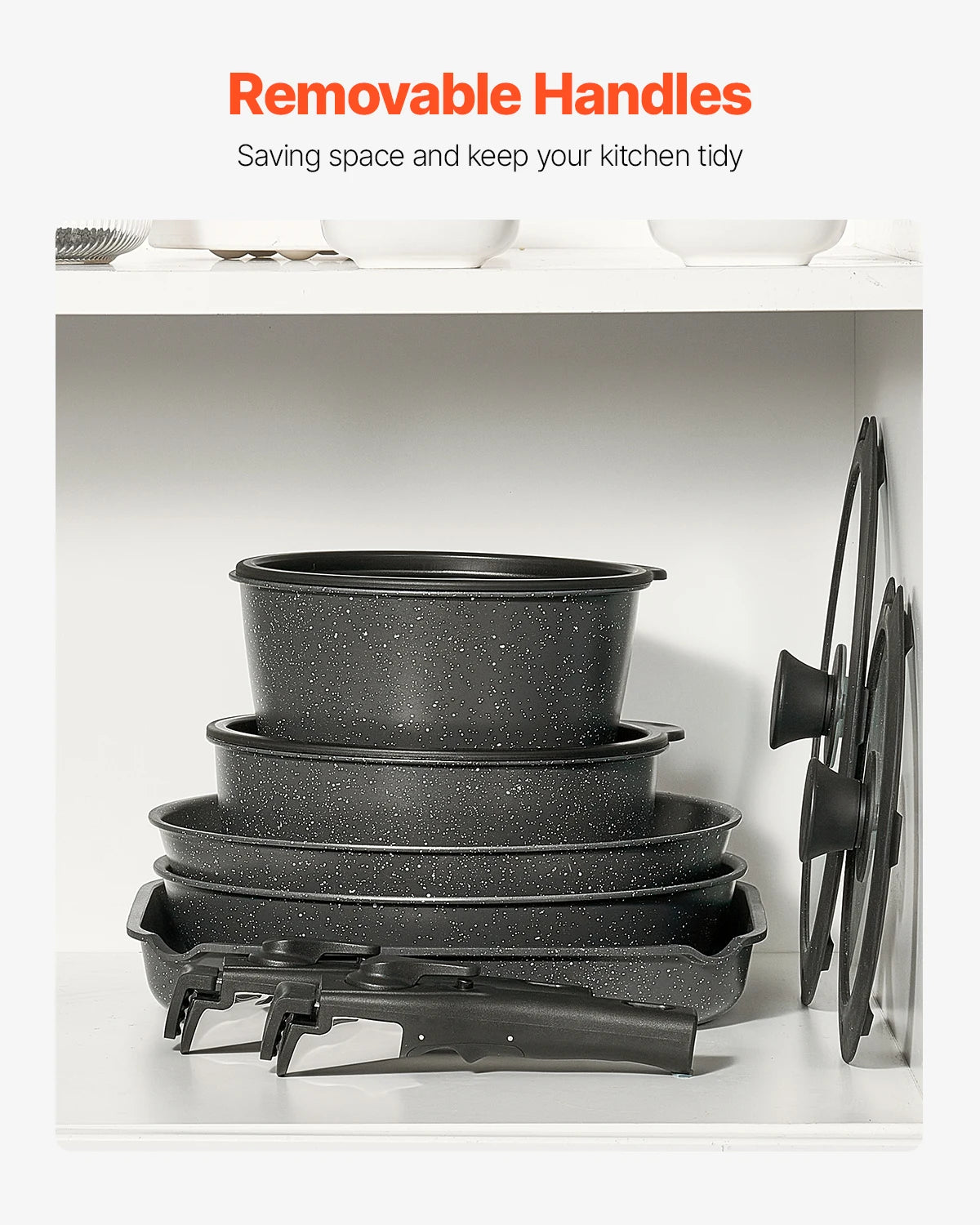 SucceBuy 17 Piece Nonstick Granite Cookware Set Induction Ready Pots And Pans