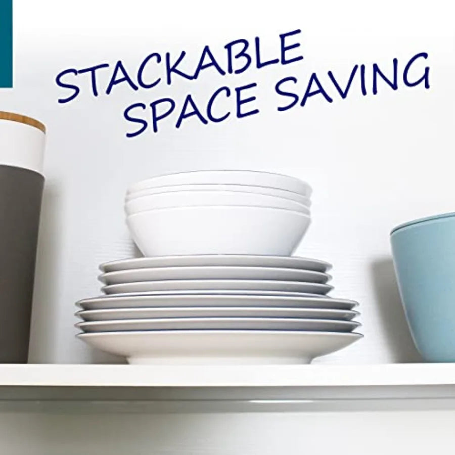 Melamine Dinnerware Set For 4 To 16 Pcs Camping Unbreakable Plates Bowls Cups