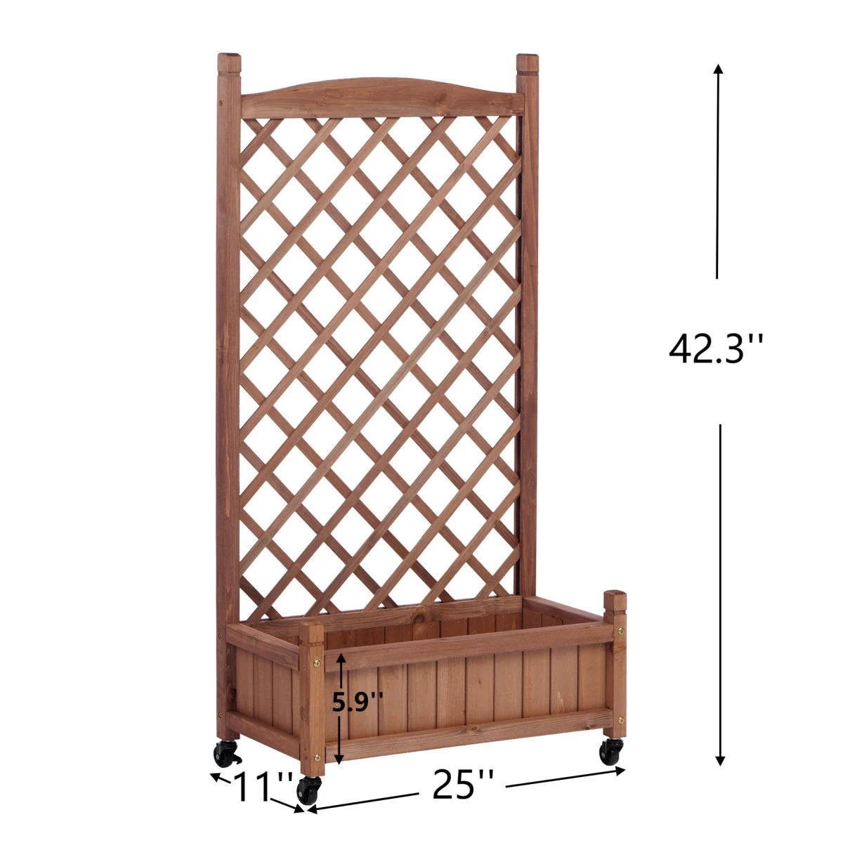 Raised Garden Bed with Trellis 2 Pack, Outdoor Wooden Planter Box & Plant Stand with Climbing Racks    RR