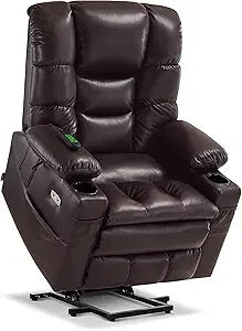 Triple Motor Power Lift Recliner Chair with Massage and Dual Heating, Adjustable Headrest for Big and Tall Elderly People, Faux